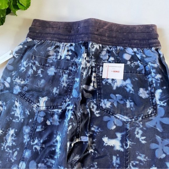 Anthropologie | The Nomad Joggers Navy Blue Tie Dye Bleach Floral Print New XS - Picture 11 of 16